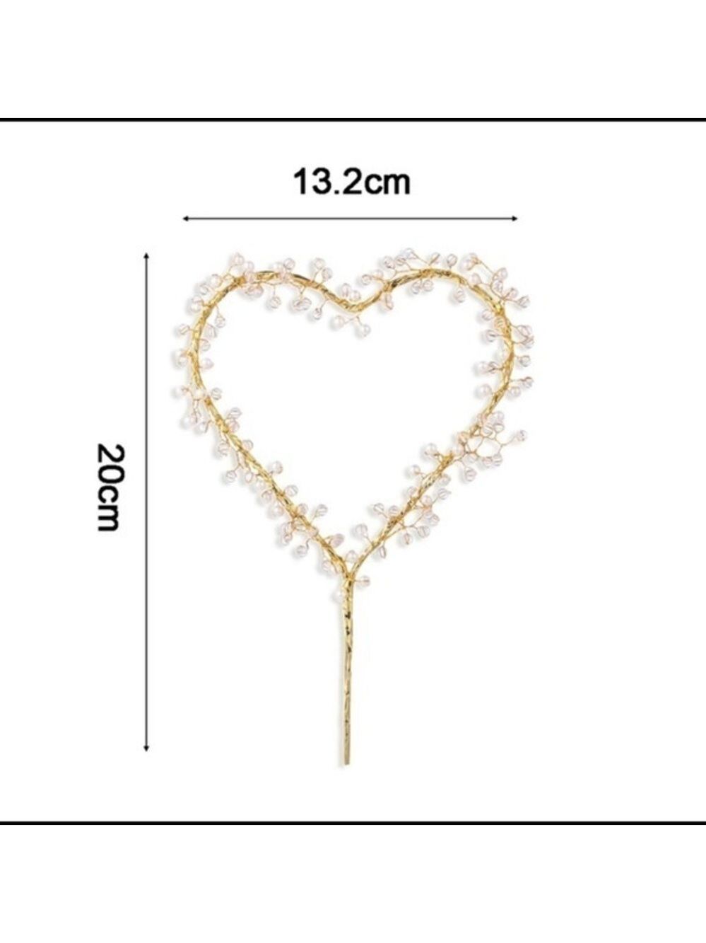 New Gold Rhinestone Heart Cake Topper - Picture 2 of 2
